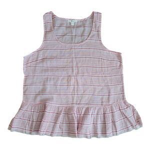 BeachLunchLounge Thin 100% Cotton Striped Peplum Tank Top XL